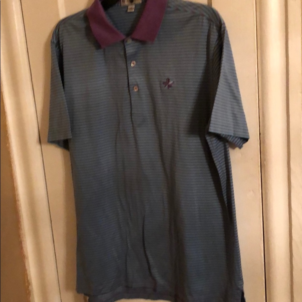 Peter Millar Striped Purple/Aqua Polo Shirt Men’s Medium - Picture 5 of 7